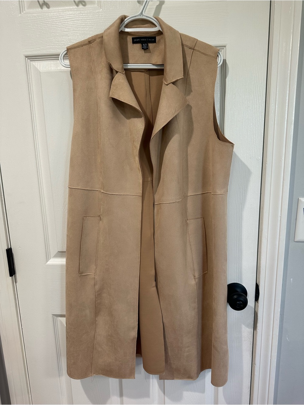 NWOT Joan Vass Camel Suede Longline Sleeveless Vest Medium